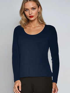 PAULA RYAN Easy Fit Scoop Neck Top - Merino Navy - Paula Ryan