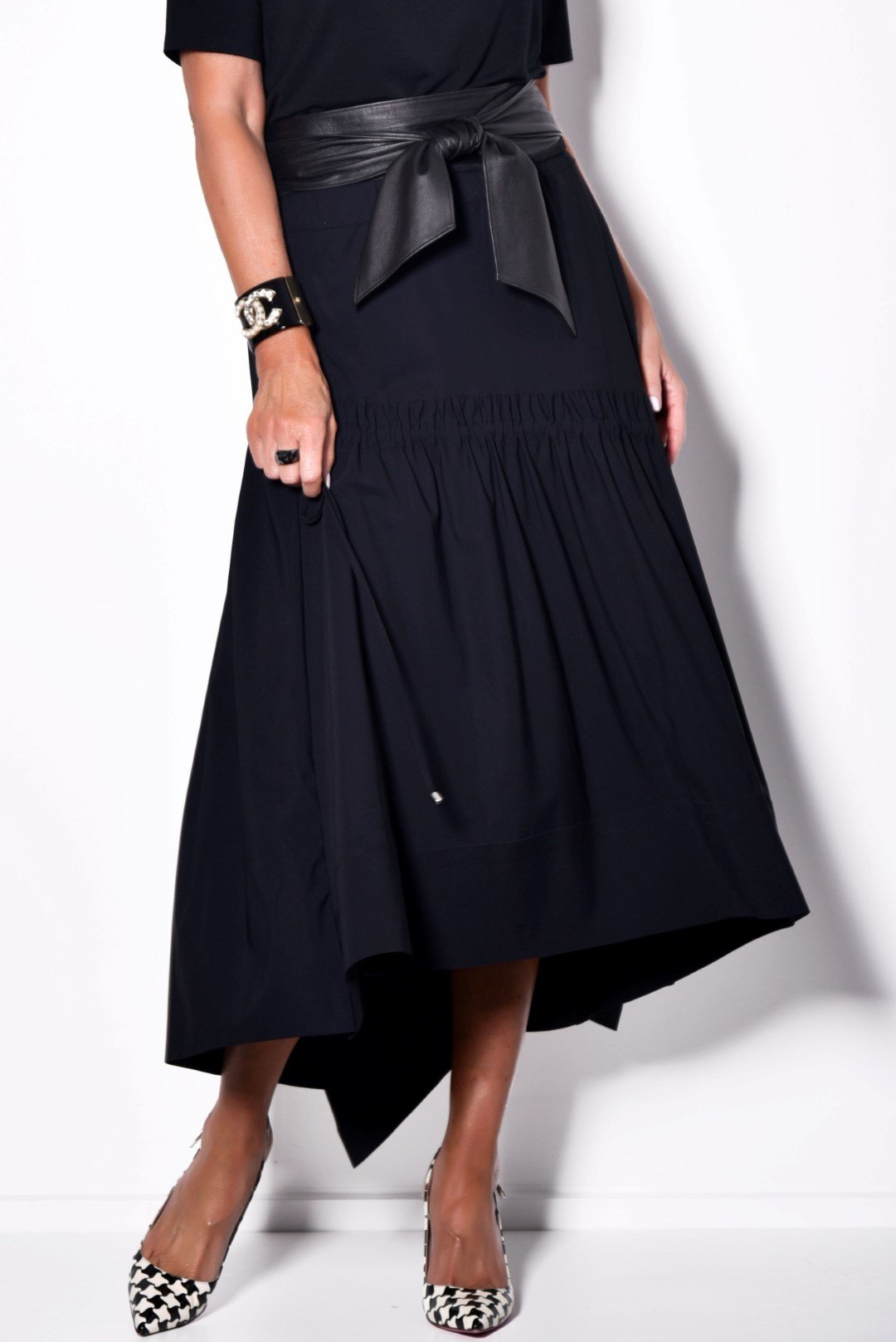PAULA RYAN Deep Basque Drawcord Skirt - Microjersey - Paula Ryan