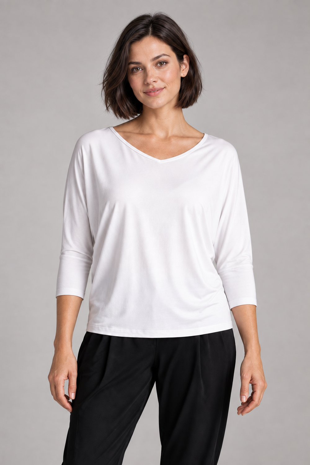 PAULA RYAN Batwing Top EcoVero - White
