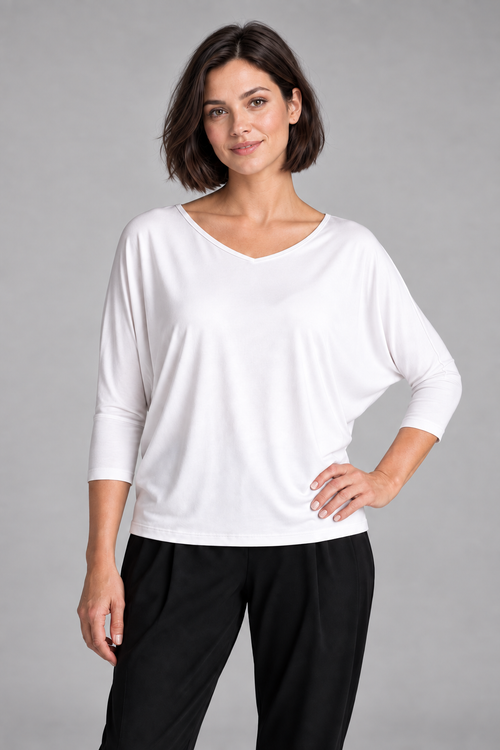 PAULA RYAN Batwing Top EcoVero - White