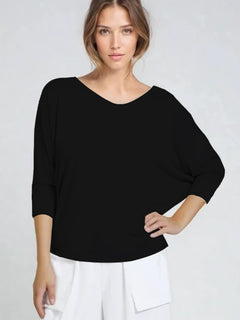 PAULA RYAN Batwing Top Modal Soft - Black - Paula Ryan