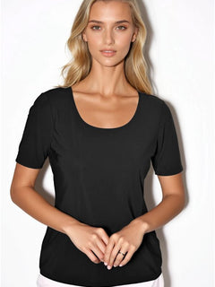 PAULA RYAN Scoop Neck Body Tee - Black Microjersey - Paula Ryan