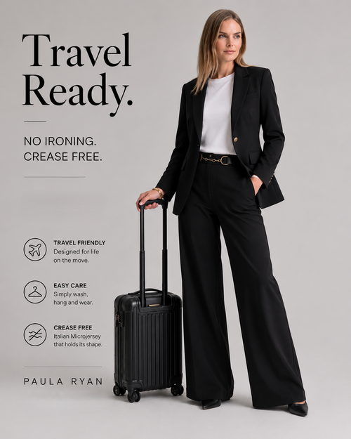PAULA RYAN Wide Leg Pant -  Microjersey Black