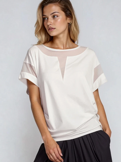 PAULA RYAN Mesh Insert Tee - Ecovero White - Paula Ryan